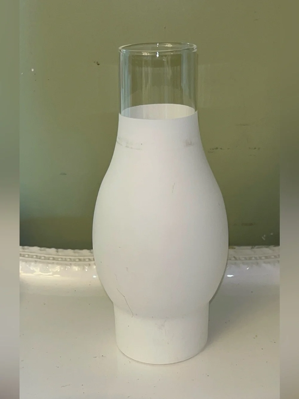 3/4 frosted glass oil lamp chimney/hurricane shade 8.5in tall